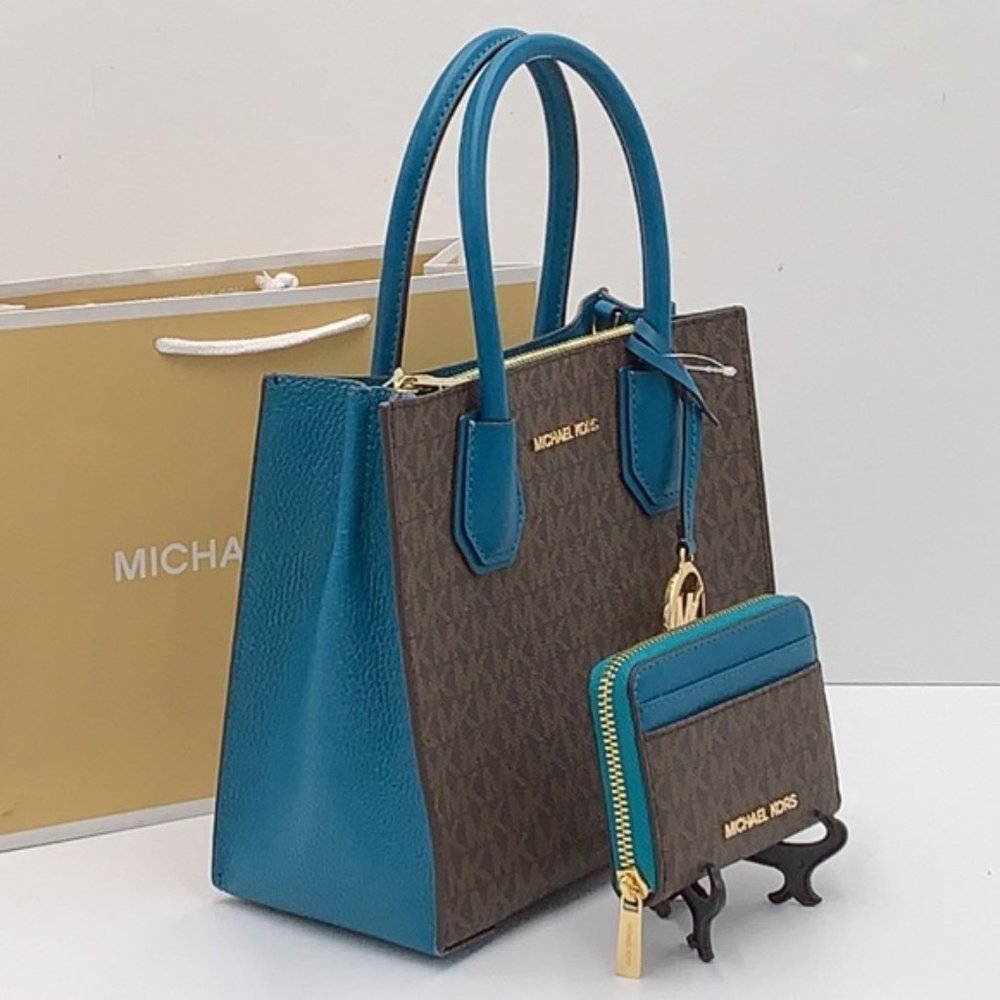 Michael Kors Mercer Md Crossbody Messenger Bag & Jet Set Md ZA Card Case Wallet - Picture 11 of 16